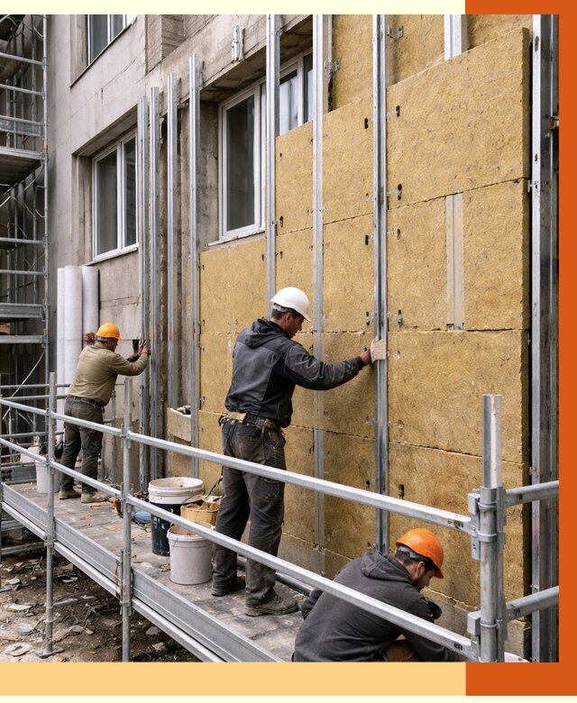 Утепление вентилируемого фасада в Кисловодске от 5989 руб/м2 — монтаж и утепление вентфасад | ТепломастерКсл