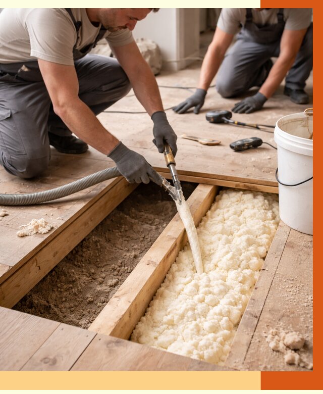 Заполнение пустот пола в Кисловодске от 2887 руб. — утепление пустот пола под ключ | ТепломастерКсл